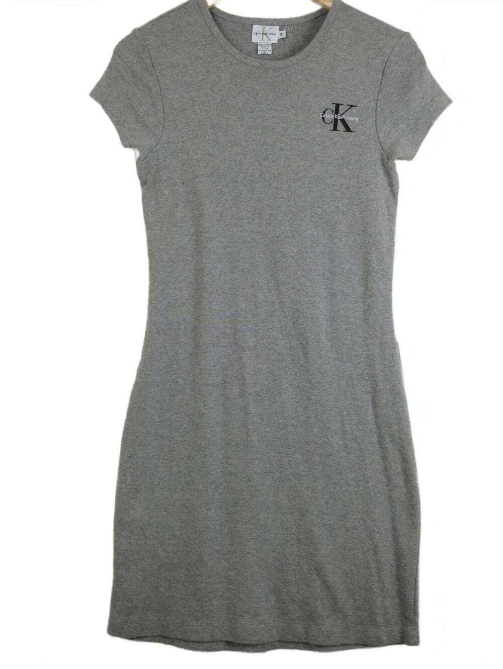 Calvin Klein Jeans Grey Cotton Y2K T-Shirt Dress Size Small